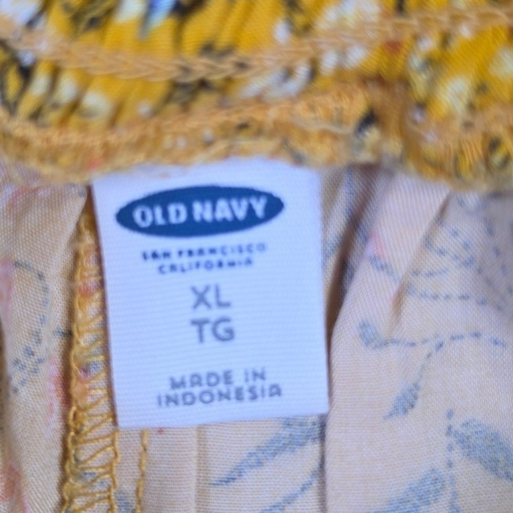 Old Navy Womens XL Mustard Yellow Floral Sleeveless Wide Leg Jumpsuit 0522 - Picture 5 of 6